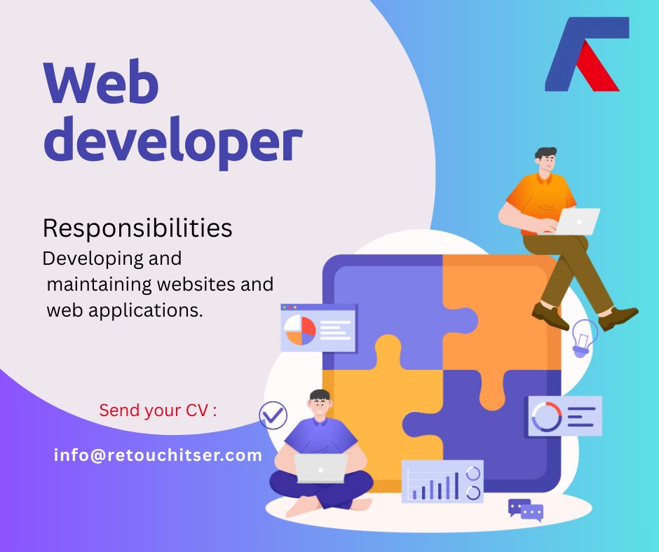 retouchin_it's tweet image. 🚀 We’re Hiring: Web Developers! 🚀
Join Retouch IT Services and work on cutting-edge web projects! We’re looking for passionate Web Developers skilled in React, JavaScript, and backend technologies.
Send your cv : info@retouchitser.com
#Hiring #WebDeveloperJobs #RetouchIT