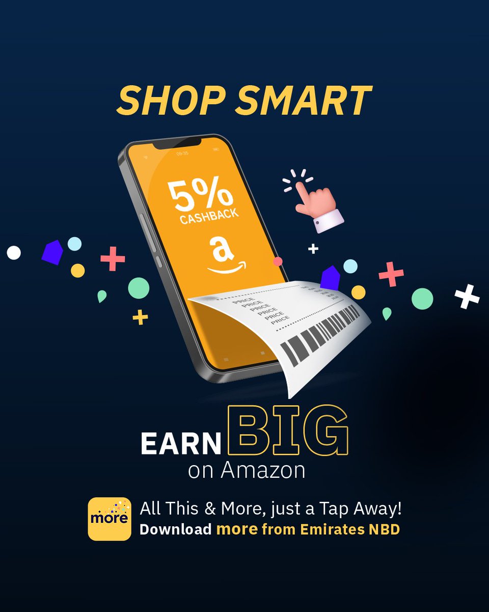 🎉 Shop on Amazon through the more from Emirates NBD App and get an exclusive 5% cashback when you pay with your Emirates NBD card💳. Don’t miss out on the extra rewards on your Amazon purchases. 🛒Start shopping now and enjoy the perks! T&amp;Cs apply.
emiratesnbd.com/more?utm_sourc…
