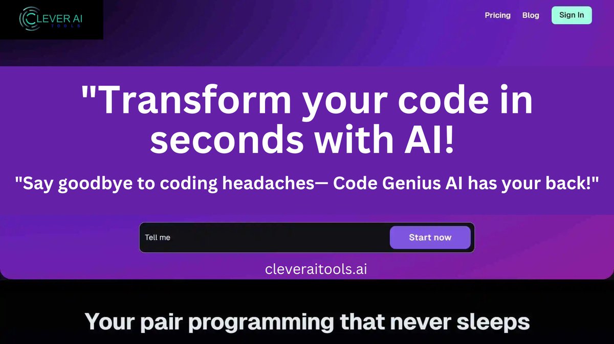cleveraitool's tweet image. "AI is revolutionizing software development. Stay ahead with Code Genius AI!
cleveraitools.ai/category/ai-co…
#CodeGeniusAI #AIPoweredCoding