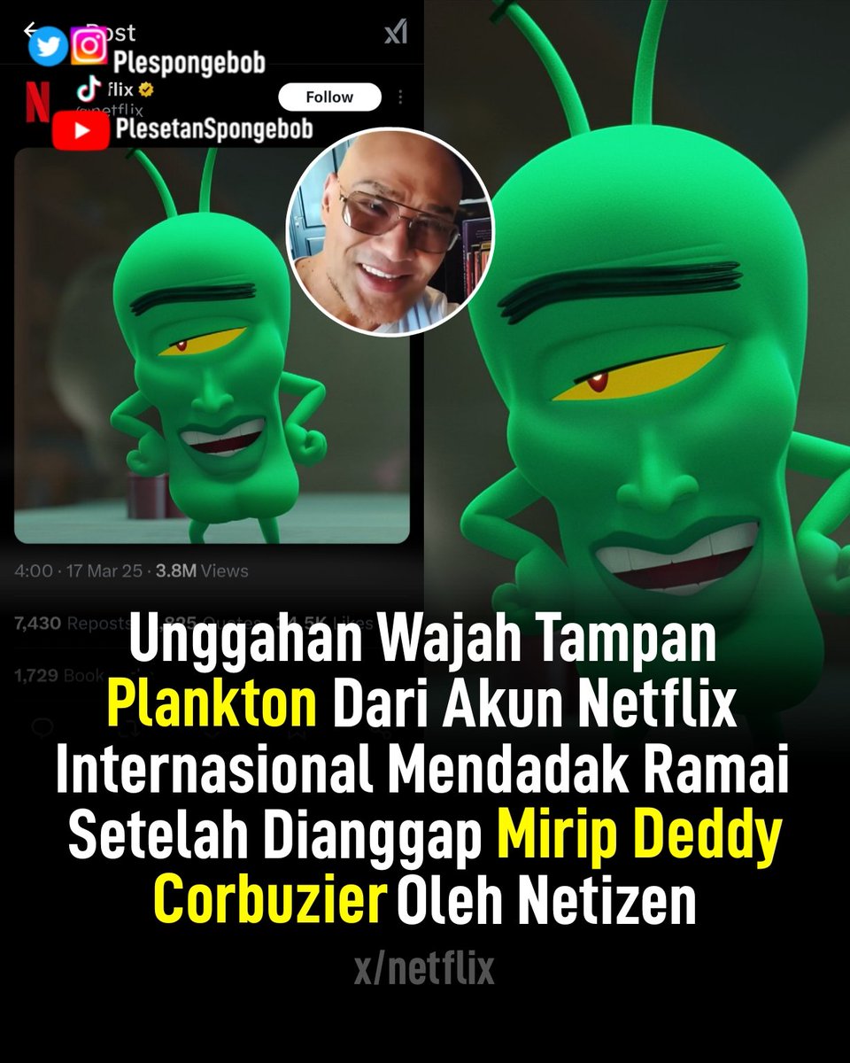 plesbob's tweet image. Plankton mirip Deddy Corbuzier😂