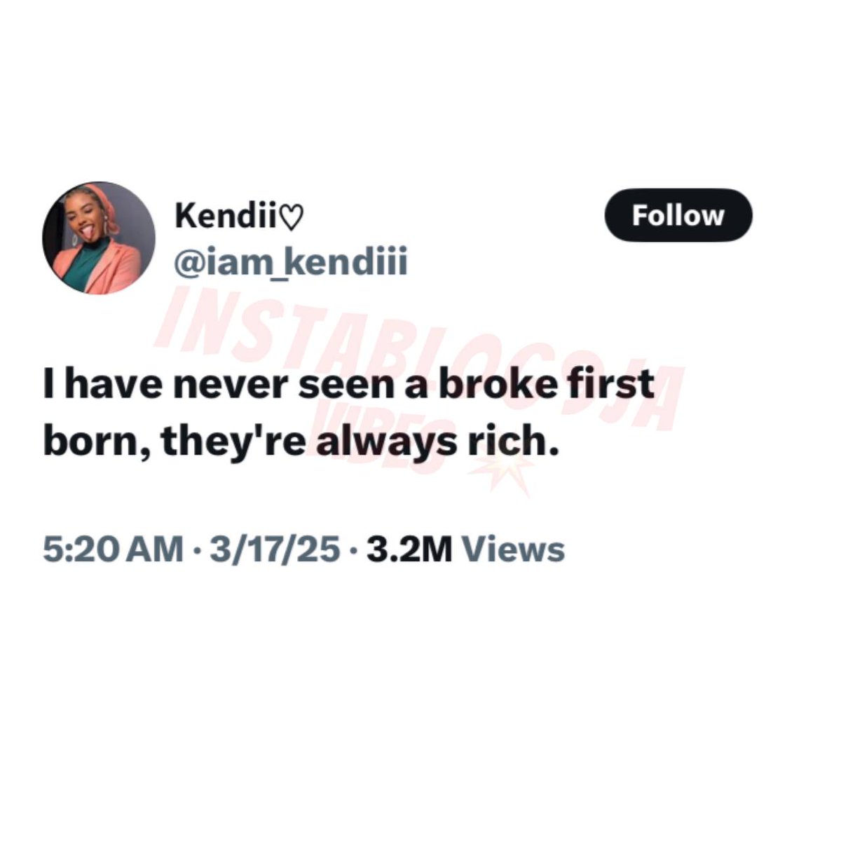 instablog9ja's tweet photo. ‘Firstborns are always rich’ – Lady sparks debate with bold claim, Nigerians react https://t.co/zOduicY8XJ
