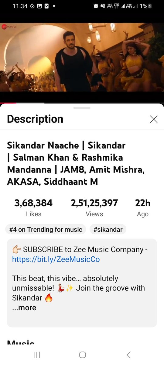 hyadav278's tweet photo. Yes #SikandarNaache completed #25Million views with whopping #368k likes . π₯π₯π₯π₯π₯π₯
It will definitely cross #30Million mark in 24hrs π₯π₯π₯π₯π₯
#sikandar mania everywhere
#salm https://t.co/kI5ucWg209