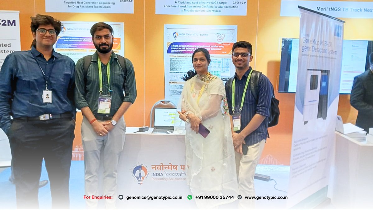 GenotypicTech's tweet image. 🚀 Day 1 at #IndiaInnovationSummit2025 was a powerhouse of innovation &amp;amp; collaboration!

@GenotypicTech is revolutionizing TB detection with cutting-edge genomics. Meet us at Poster ID: 310 today and explore the future of precision diagnostics!

#GenomicsForTB