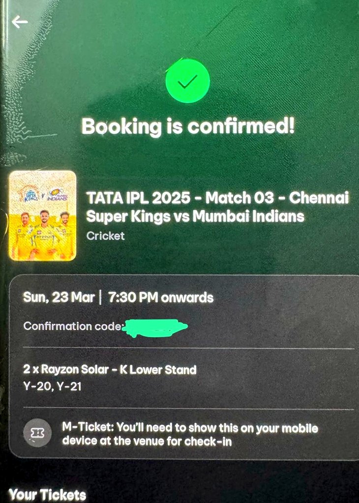 _Thirumalai_'s tweet photo. CSKvsMI K Lower Stand 2 Tickets available!! Intrested Person DM Me!!!

#ipl #ipltickets #cheapuk #CSKvMI #CSK https://t.co/7lRGRG34TE