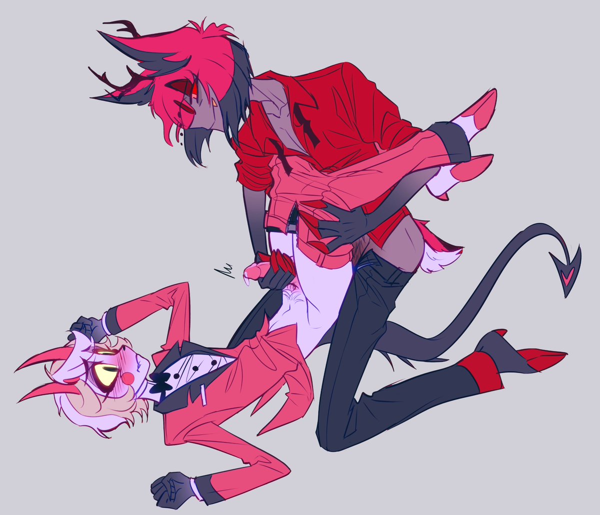 request for BL #charlastor 🔞 but i realized i’ve drawn almost this exact pose with charlastor before, so i colored it in penance 😂