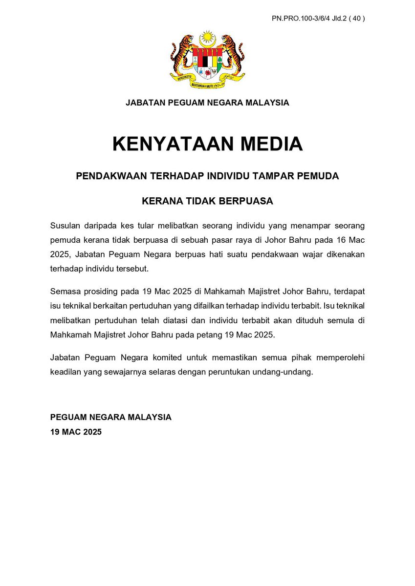 JatIkhwan's tweet photo. Mana yang bising bising tadi cakap sekarang boleh tampar orang dan DNAA, ni ha AGC arah tuduh semula petang ni. Cepat sangat melompat. https://t.co/q7gXrFJKQr