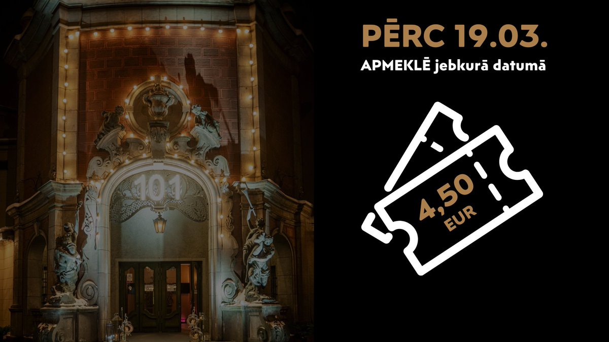 ⚫️ Tikai šodien, 19. martā - iegādājies biļetes uz jebkuru kino seansu tikai par 4,50 EUR!

Piedāvājums attiecas uz jebkuru filmu, kas šobrīd pārdošanā. Jā, arī uz īpašajiem seansiem un pirmizrādēm!

🎟️ Biļetes iespējams iegādāties splendidpalace.lv vai kinoteātra kasē.