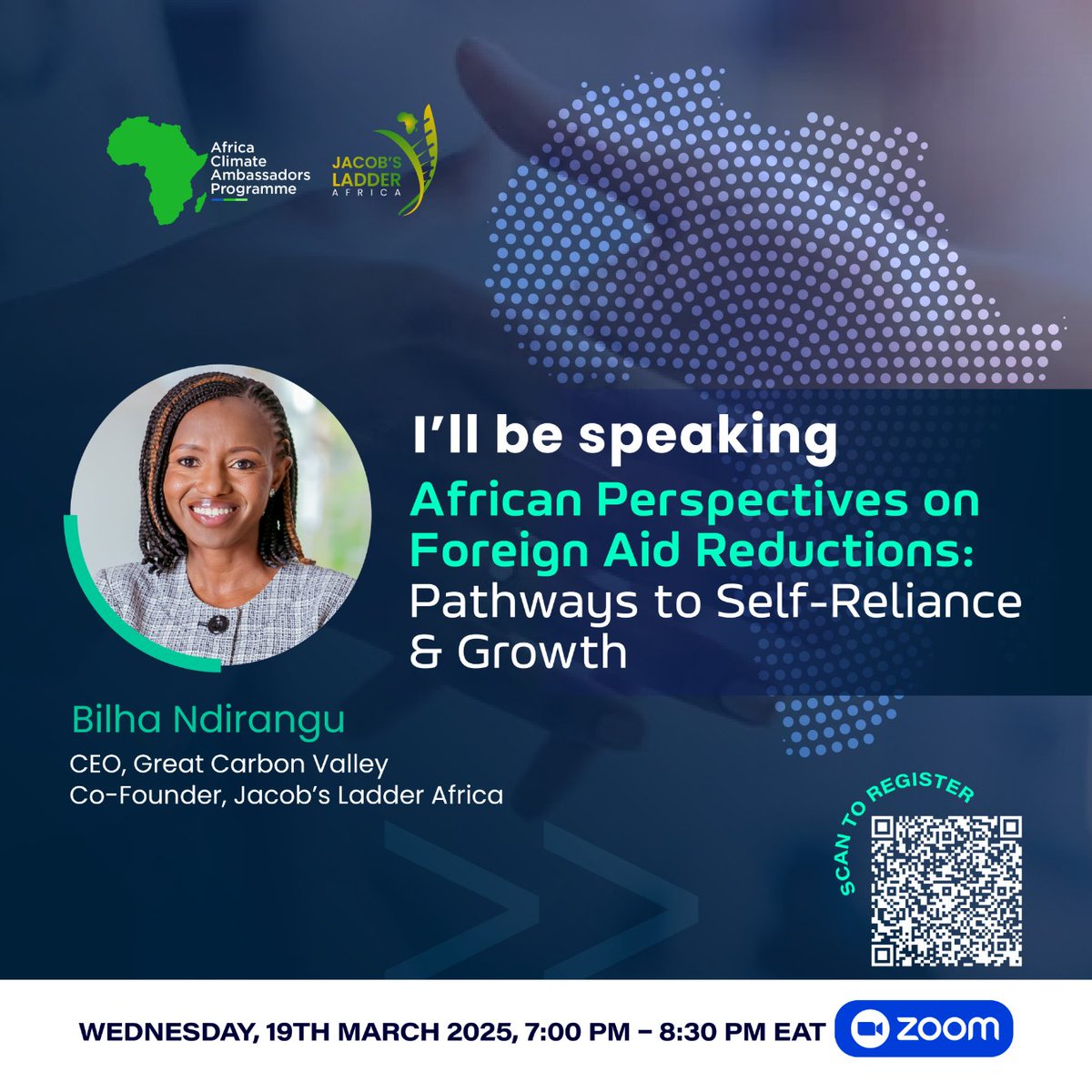 Africa Climate Ambassadors Programme (@acaprogramme) on Twitter photo Join <a href="/Bilha_Ndirangu/">Bilha Ndirangu</a>, CEO of Great Carbon Valley <a href="/GreatCarbonVly/">Great Carbon Valley</a> and Co-Founder of Jacob’s Ladder Africa <a href="/JacobsLadder_A/">Jacob's Ladder Africa</a> at the upcoming Africa Youth Climate Finance Fellowship (AYCFF) Webinar as we explore:
"African Perspectives on Foreign Aid Reductions: Pathways to Join <a href="/Bilha_Ndirangu/">Bilha Ndirangu</a>, CEO of Great Carbon Valley <a href="/GreatCarbonVly/">Great Carbon Valley</a> and Co-Founder of Jacob’s Ladder Africa <a href="/JacobsLadder_A/">Jacob's Ladder Africa</a> at the upcoming Africa Youth Climate Finance Fellowship (AYCFF) Webinar as we explore:
"African Perspectives on Foreign Aid Reductions: Pathways to