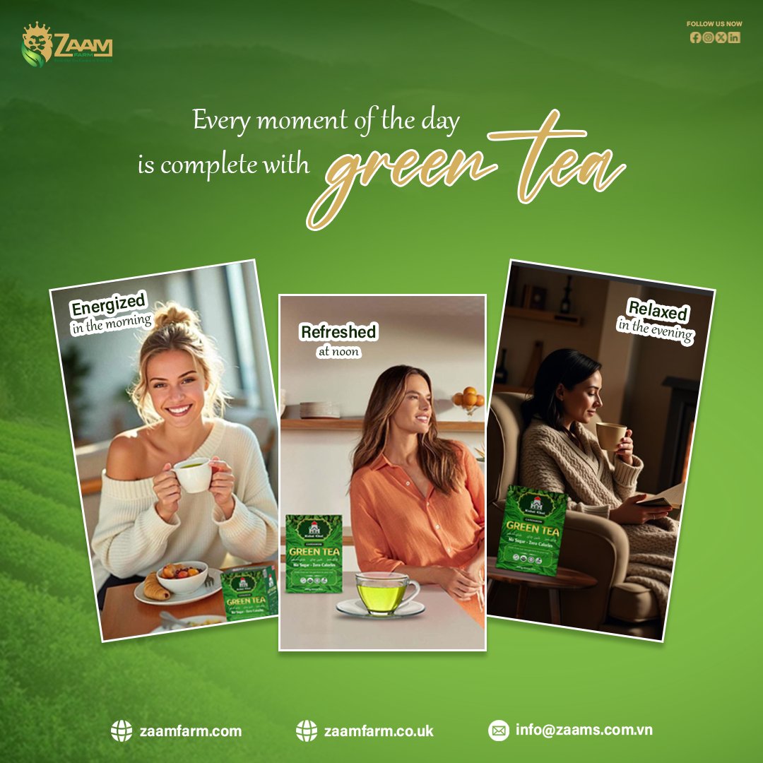 ☕ Whether you're busy or unwinding, a cup of green tea is always the perfect choice to restore balance and refresh your energy! 💚✨

When do you enjoy green tea the most? In the morning, midday, or evening? Share with us! 👇💬

#zaamfarm #kabulchai #RefreshYourMind #TeaLovers