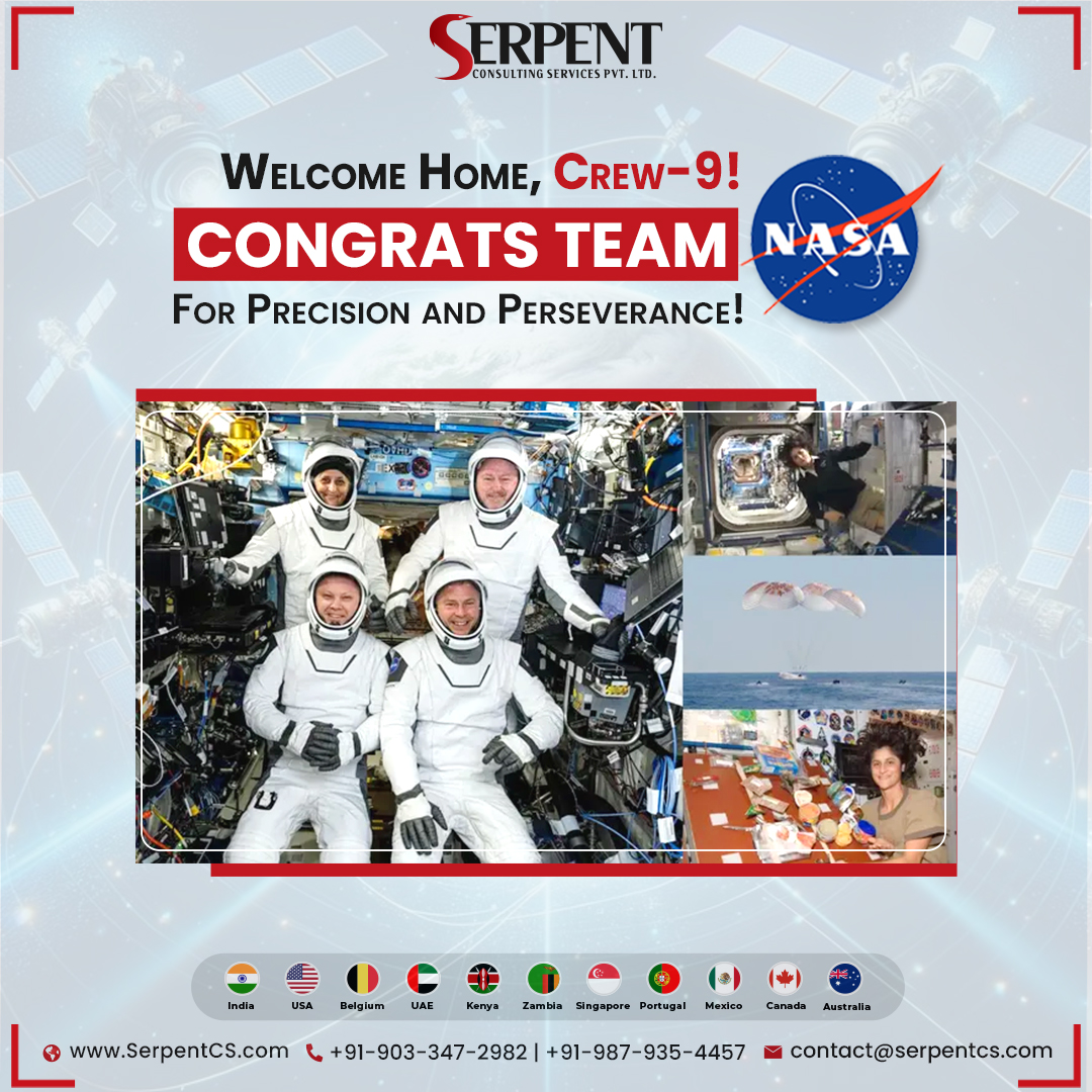 Serpent Consulting Services Pvt . Ltd. (@serpent_cs) on Twitter photo ๐ ๐ช๐ฒ๐น๐ฐ๐ผ๐บ๐ฒ ๐๐ผ๐บ๐ฒ, <a href="/Astro_Suni/">Sunita Williams</a> & ๐๐ฟ๐ฒ๐-๐ต! ๐
<a href="/NASA/">NASA</a> Astronaut, #SunitaWilliams & #Crew9 have made history again with a successful landing! Their journey is a reminderโprecision & the right systems lead to success, whether in space or business. ๐ ๐ช๐ฒ๐น๐ฐ๐ผ๐บ๐ฒ ๐๐ผ๐บ๐ฒ, <a href="/Astro_Suni/">Sunita Williams</a> & ๐๐ฟ๐ฒ๐-๐ต! ๐
<a href="/NASA/">NASA</a> Astronaut, #SunitaWilliams & #Crew9 have made history again with a successful landing! Their journey is a reminderโprecision & the right systems lead to success, whether in space or business.