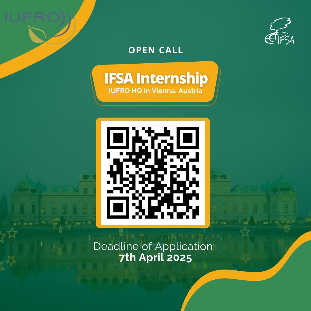 IUFRO's tweet image. 🌿 **Attention IFSA Members!** 🌿

Looking to gain international experience in #forestry? IUFRO is offering a 2-month internship for one IFSA student!

📅 Internship period: 1 October - 30 November 2025
📍 Location: IUFRO HQ, Vienna
⏳ Application deadline: 7 April 2025…