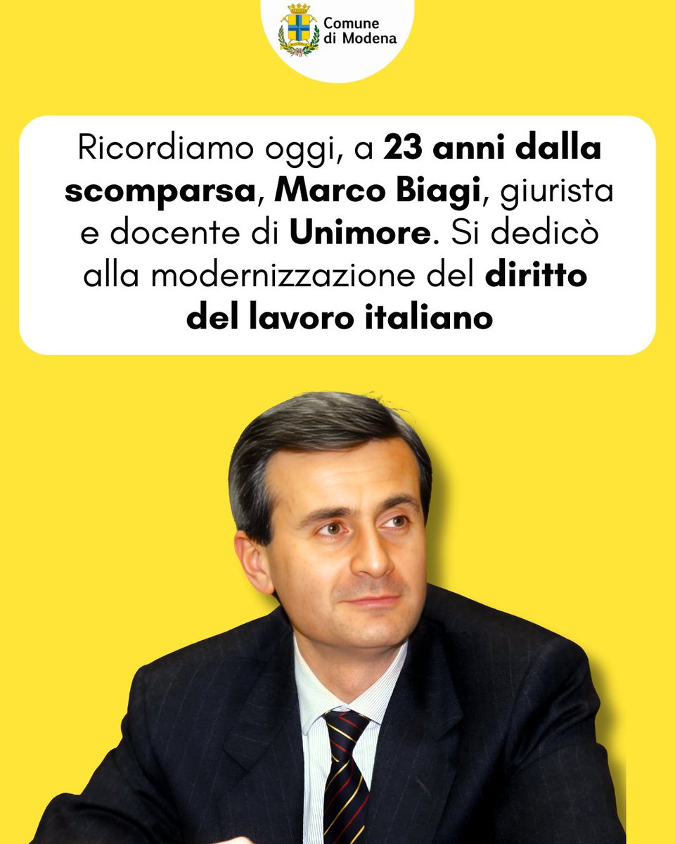 Comune di Modena (@cittadimodena) on Twitter photo ๐ ๐ฎ๐ฟ๐ฐ๐ผ ๐๐ถ๐ฎ๐ด๐ถ, ๐ด๐ถ๐๐ฟ๐ถ๐๐๐ฎ ๐ฒ ๐ฐ๐ถ๐๐๐ฎ๐ฑ๐ถ๐ป๐ผ ๐ผ๐ป๐ผ๐ฟ๐ฎ๐ฟ๐ถ๐ผ ๐ฑ๐ถ ๐ ๐ผ๐ฑ๐ฒ๐ป๐ฎ
๐ Professore di Unimore e studioso del diritto del lavoro, Marco Biagi ha dedicato la sua ricerca alla modernizzazione delle relazioni industriali e del welfare. ๐ ๐ฎ๐ฟ๐ฐ๐ผ ๐๐ถ๐ฎ๐ด๐ถ, ๐ด๐ถ๐๐ฟ๐ถ๐๐๐ฎ ๐ฒ ๐ฐ๐ถ๐๐๐ฎ๐ฑ๐ถ๐ป๐ผ ๐ผ๐ป๐ผ๐ฟ๐ฎ๐ฟ๐ถ๐ผ ๐ฑ๐ถ ๐ ๐ผ๐ฑ๐ฒ๐ป๐ฎ
๐ Professore di Unimore e studioso del diritto del lavoro, Marco Biagi ha dedicato la sua ricerca alla modernizzazione delle relazioni industriali e del welfare.