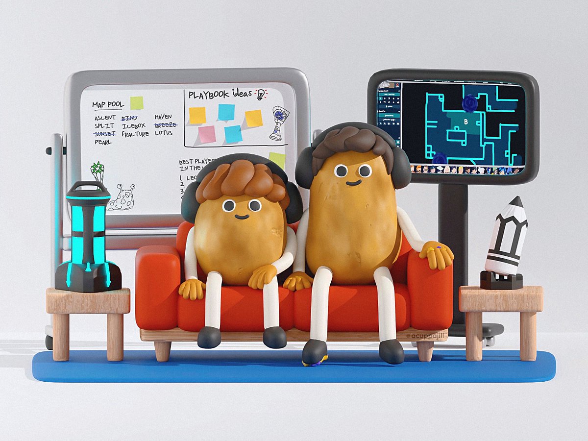 i made the coach potatoes, <a href="/minijake_/">mini</a> and <a href="/Sliggy_/">Liquid Sliggy</a>  🤭🥔📚🤓

#3dart #b3d #blender3d