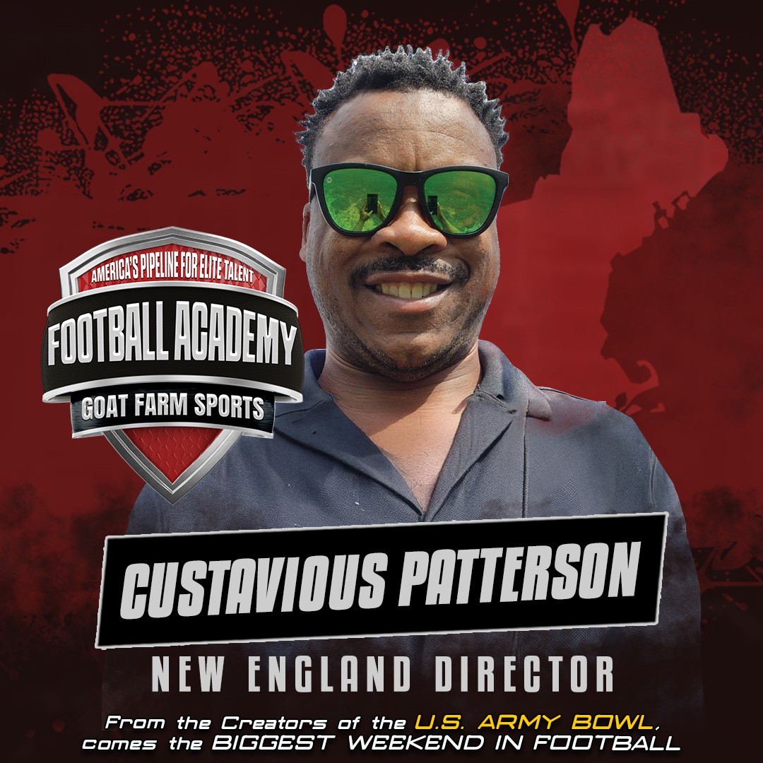 USArmyBowl's tweet image. Meet @CustaviousP. Your NEW ENGLAND Director for #TheFootballAcademy. Coach Custavious is accepting nominations for potential invites to #TheFootballAcademy. Top performers will be evaluated for #TheNationalCombine &amp;amp; #MilitaryAppreciationBowl. Use this link to nominate:…