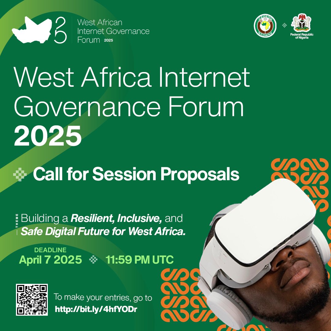 The call is on, join the finest voices in Internet Governance as we shape the conversation and create the pathway to a Safe, Inclusive and Resilient Digital Future for West Africa. Apply via this link: sessionize.com/CfS_waigf_2025 #WAIGF #InternetGovernance #WAIGF25