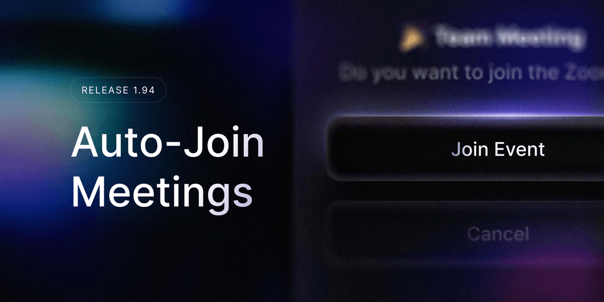 New in 1.94: Stay focused, even if it's just for an extra 30 minutes.

Enable Auto-Join Meetings to be notified when a meeting is about to start, this way you can stay in the flow without worrying about missing it!

More here 👉 raycast.com/changelog/1-94…