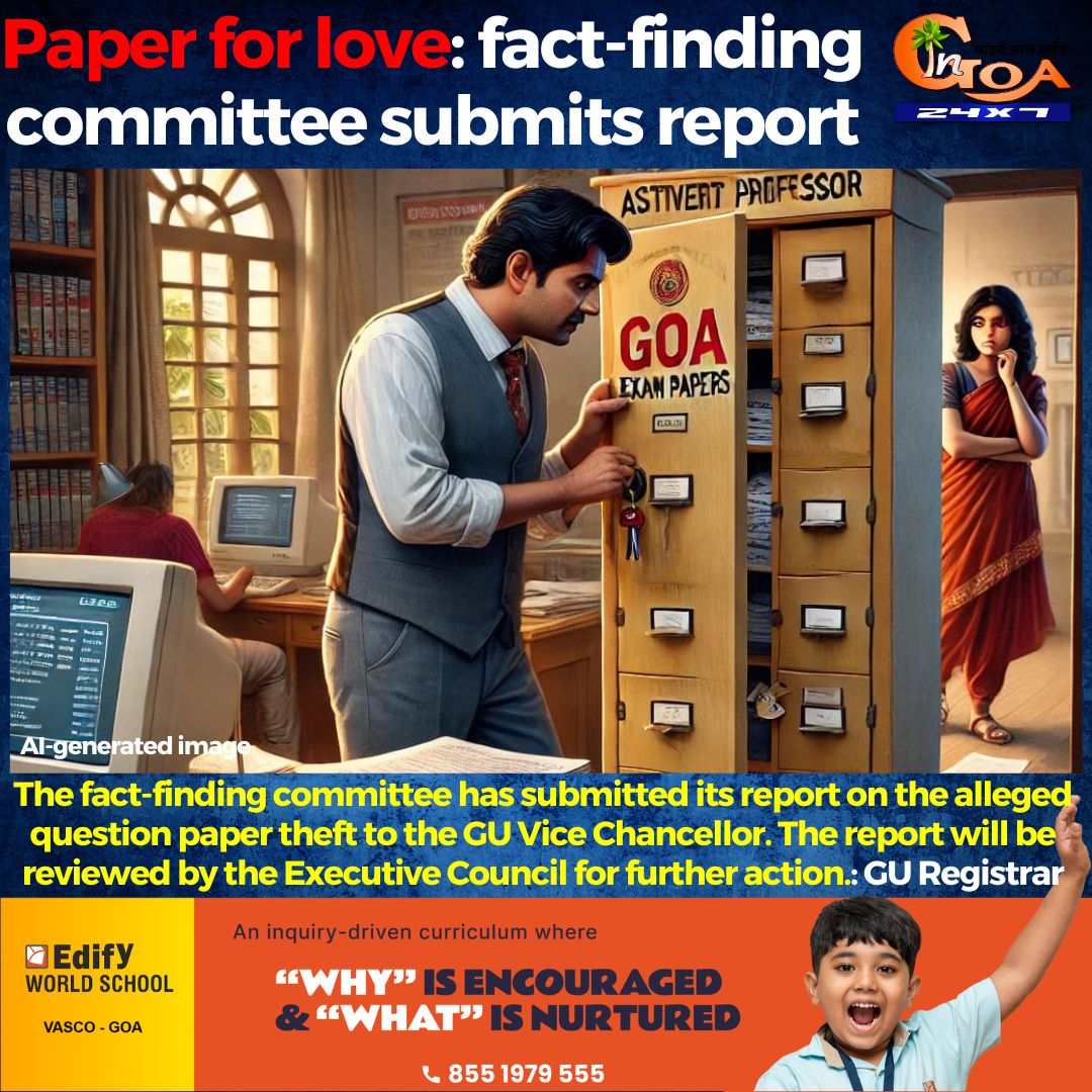 InGoa24x7's tweet photo. Paper for love: fact-finding committee submits report. The fact-finding committee has submitted its report on the alleged question paper theft to the GU Vice Chancellor. 
#Goa #GoaNews #submits #Report #Paper https://t.co/vqoZAGOg9e
