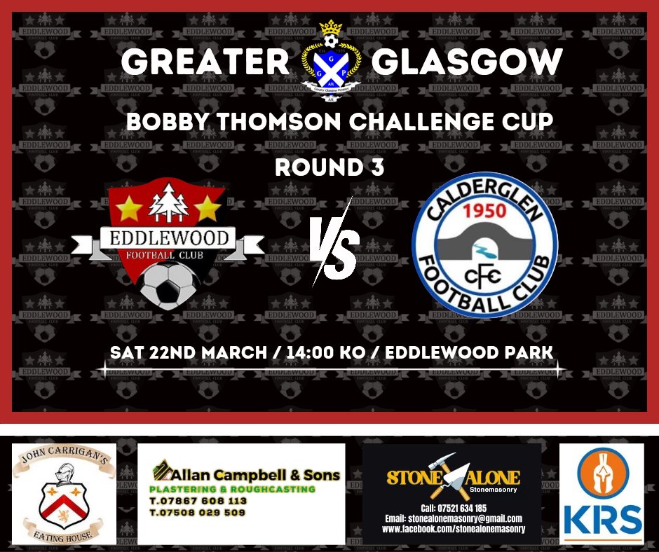 Eddlewood AFC (@eddlewood_afc) on Twitter photo This weekend we turn our attention back to the Challenge Cup.
A big challenge awaits as we go head to head with Calderglen AFC who currently sit top of the pile of the Greater Glasgow pyramid with a Quarter Final place up for grabs for the winner 🔴⚫️
<a href="/CalderglenAFC/">CalderglenAFC</a> This weekend we turn our attention back to the Challenge Cup.
A big challenge awaits as we go head to head with Calderglen AFC who currently sit top of the pile of the Greater Glasgow pyramid with a Quarter Final place up for grabs for the winner 🔴⚫️
<a href="/CalderglenAFC/">CalderglenAFC</a>