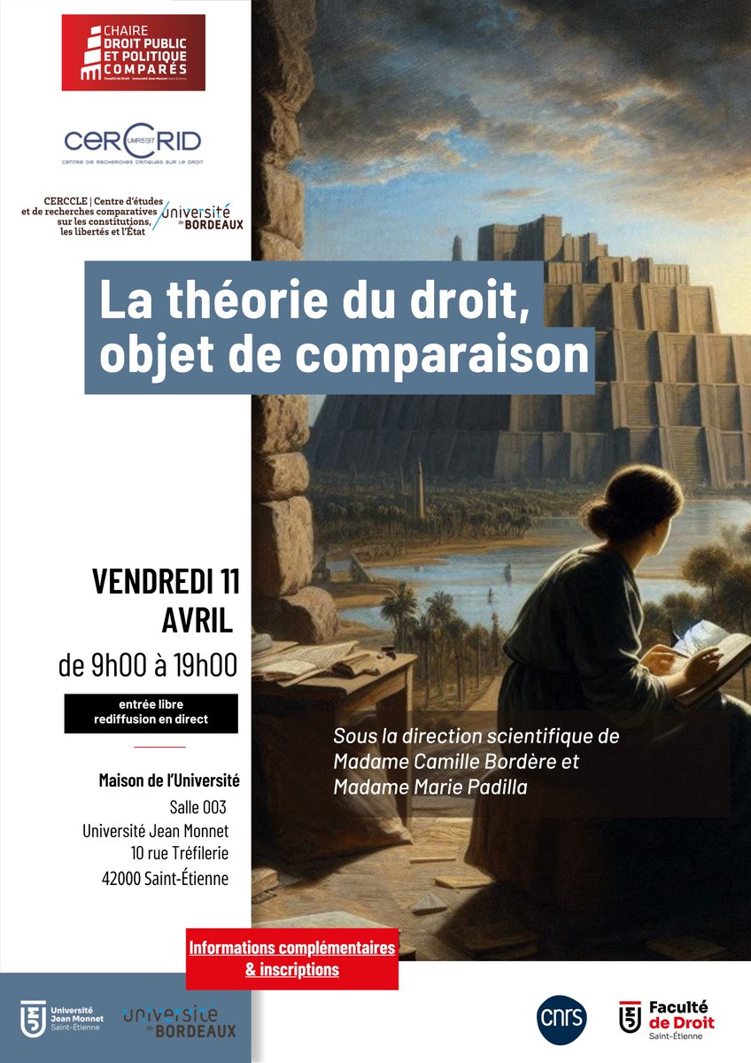 ✨ Annonce scientifique✨
Je suis absolument ravie de pouvoir vous annoncer la tenue prochaine d'une journée d'étude que j'ai le plaisir absolu de coorganiser avec Marie Padilla (@cerccle) le 11 avril prochain au sein de l'Université Jean Monnet Saint-Étienne !