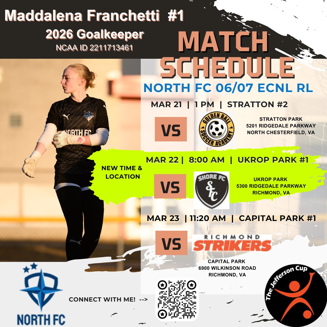 MFrancheGK2026's tweet photo. @SpiderSoccer Yikes! SCHEDULE UPDATE last night, Saturday game- time/location.  Looking forward to connecting this weekend! @MeghanGill27 https://t.co/4MikCYumX6