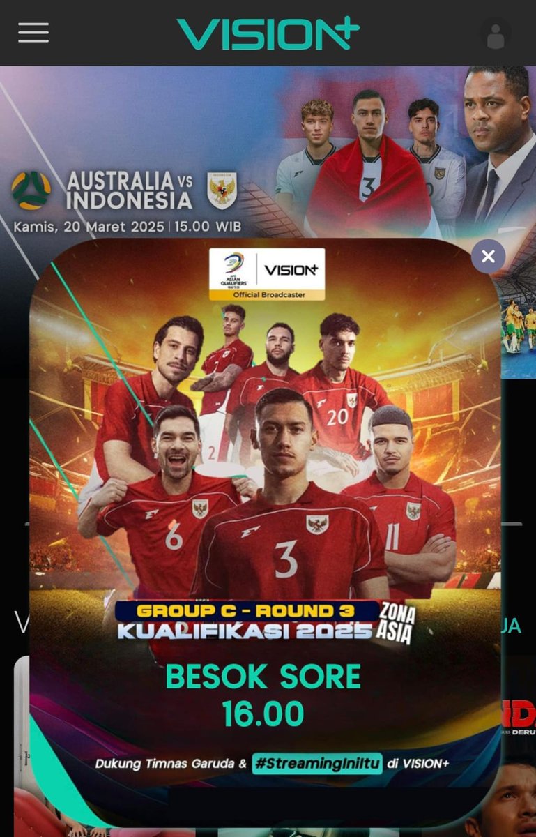 READY VISION+ SPORT

3 Hari
➖ 2User : 12K
➖ Private : 20K

7 Hari
➖ 2User : 18K
➖ Private : 30K

1 Bulan
➖ 2User : 25K
➖ Private : 40K

#zonauang #zonajajan #zonaba #TimnasDay #TimnasIndonesia #Timnas