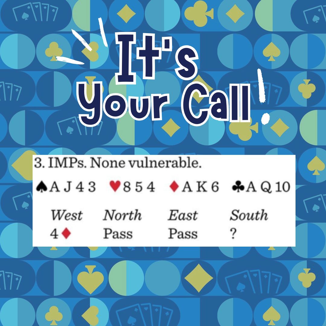 For yesterday’s It’s Your Call deal, 3♠️ was the top call.⁠

See the full panel’s comments here: acbl.org/2025-retro-edi…

#swipe #play #bridge #guess #cards #game #acbl #contractbridge #bridgeleague #cardgames #playbridge #bridgequiz #gameofbridge #learn #fun