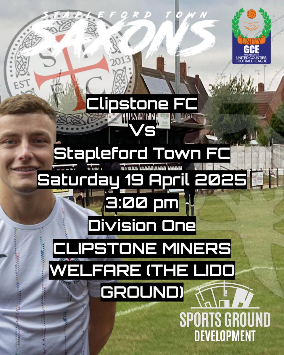 Stapleford Town FC (@stfcseniors) on Twitter photo 🔴⚫FIRST TEAM🔴⚫
🔴⚫MATCHDAY🔴⚫
🆚 <a href="/ClipstoneFC1/">Clipstone FC</a>
👊🏼 <a href="/utdcos/">UCL</a> Div One
🏟 The Lido Ground
🚗 Clipstone Road East, Clipstone, NG21 9AB
📆 19/04/2025
⚽ 3:00 pm
<a href="/GCEHireFleet/">GCE Hire Fleet Ltd</a> <a href="/SGDLtd/">Sports Ground Development Ltd</a> <a href="/NonLeagueCrowd/">Non League Crowds</a> <a href="/StickyPalms/">The Groundhopper</a> <a href="/NottsDerbyFBall/">Nottinghamshire & Derbyshire Football</a>
staplefordtownfc.co.uk/teams/first-te… 🔴⚫FIRST TEAM🔴⚫
🔴⚫MATCHDAY🔴⚫
🆚 <a href="/ClipstoneFC1/">Clipstone FC</a>
👊🏼 <a href="/utdcos/">UCL</a> Div One
🏟 The Lido Ground
🚗 Clipstone Road East, Clipstone, NG21 9AB
📆 19/04/2025
⚽ 3:00 pm
<a href="/GCEHireFleet/">GCE Hire Fleet Ltd</a> <a href="/SGDLtd/">Sports Ground Development Ltd</a> <a href="/NonLeagueCrowd/">Non League Crowds</a> <a href="/StickyPalms/">The Groundhopper</a> <a href="/NottsDerbyFBall/">Nottinghamshire & Derbyshire Football</a>
staplefordtownfc.co.uk/teams/first-te…