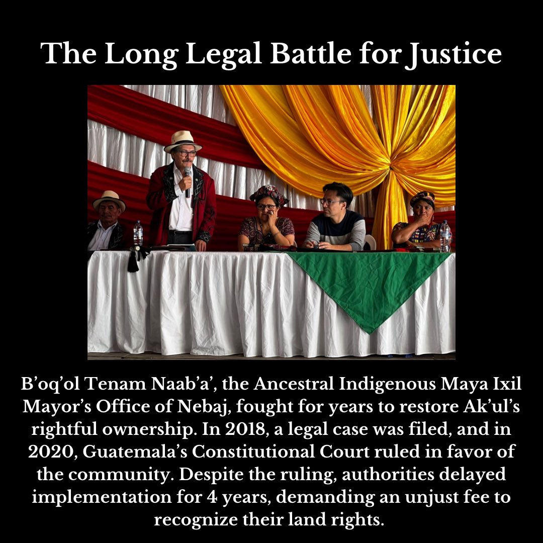 SolidarityGuate's tweet photo. 2/3…it was the result of years of resistance and legal battles led by the Indigenous Maya Ixil Authorities. On February 20, 2024, Ak’ul officially celebrated the return of its communal land, closing a painful chapter of dispossession. https://t.co/eze64zVDw0