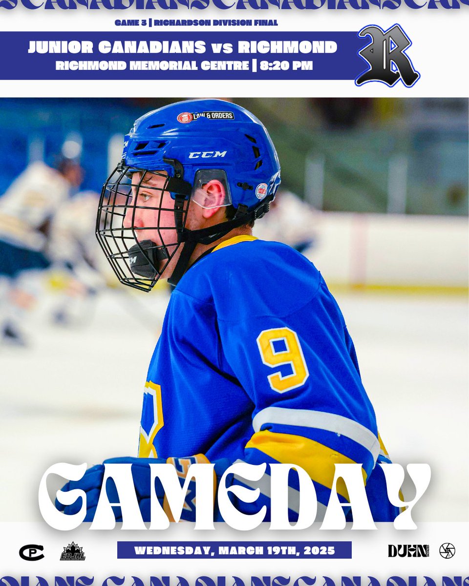 PLAYOFF GAMEDAY!

The Carleton Place Junior Canadian hit the road for game 3 of the Richardson Division Finals against the Richmond Royals! Puck drop is set for 8:20 PM!

🔵🟡🔵
#CPC #BetterEveryDay