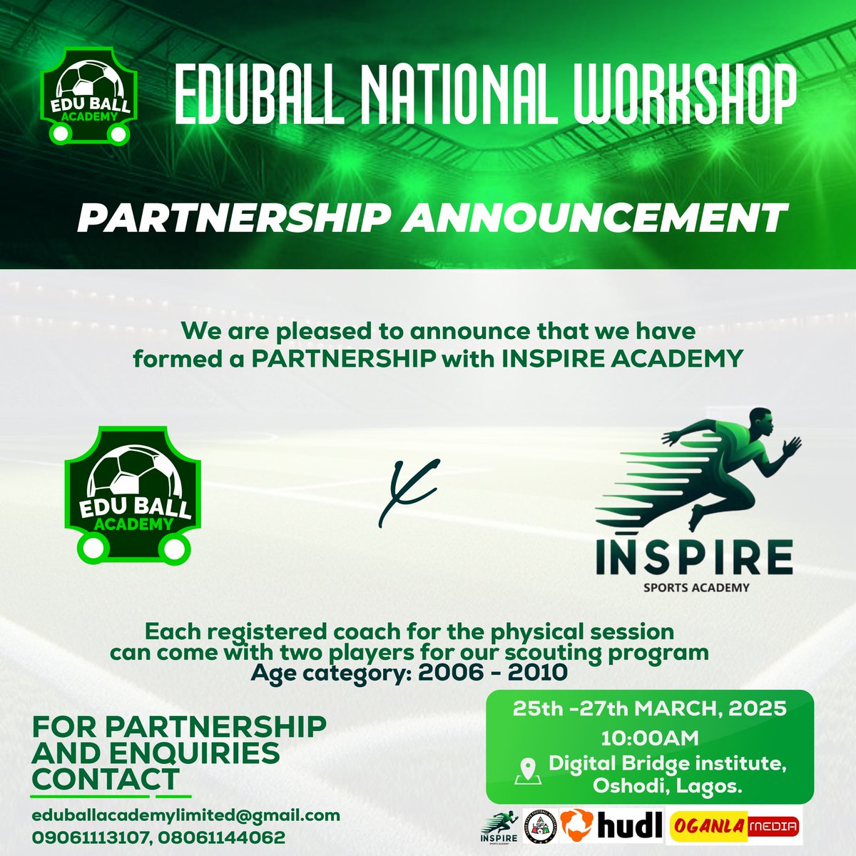We are delighted to confirm our partnership with Inspire Sports Academy. 

This is a collaboration predicated on shared values of growth, sports development and nation-building through football. 

Eduball x Inspire Sports 🔥

Let's grow!