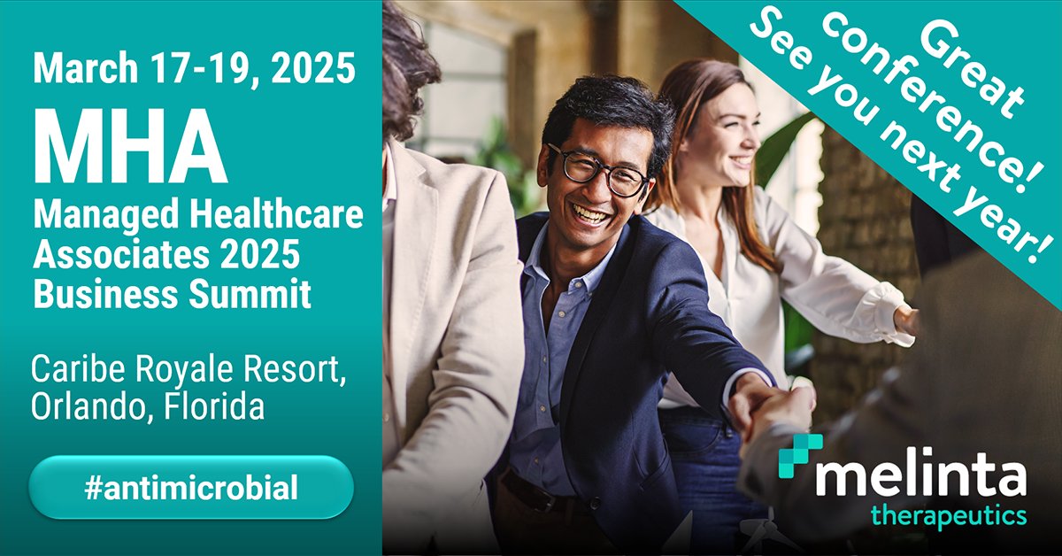 We're wrapping up the 2025 MHA and Navigator Business Summit at the Caribe Royale Resort in Orlando. 

Don’t forget to visit us at Melinta booth 502 before you leave! 

Thank you for a great conference! 

#MHA2025 #2025BusinessSummit