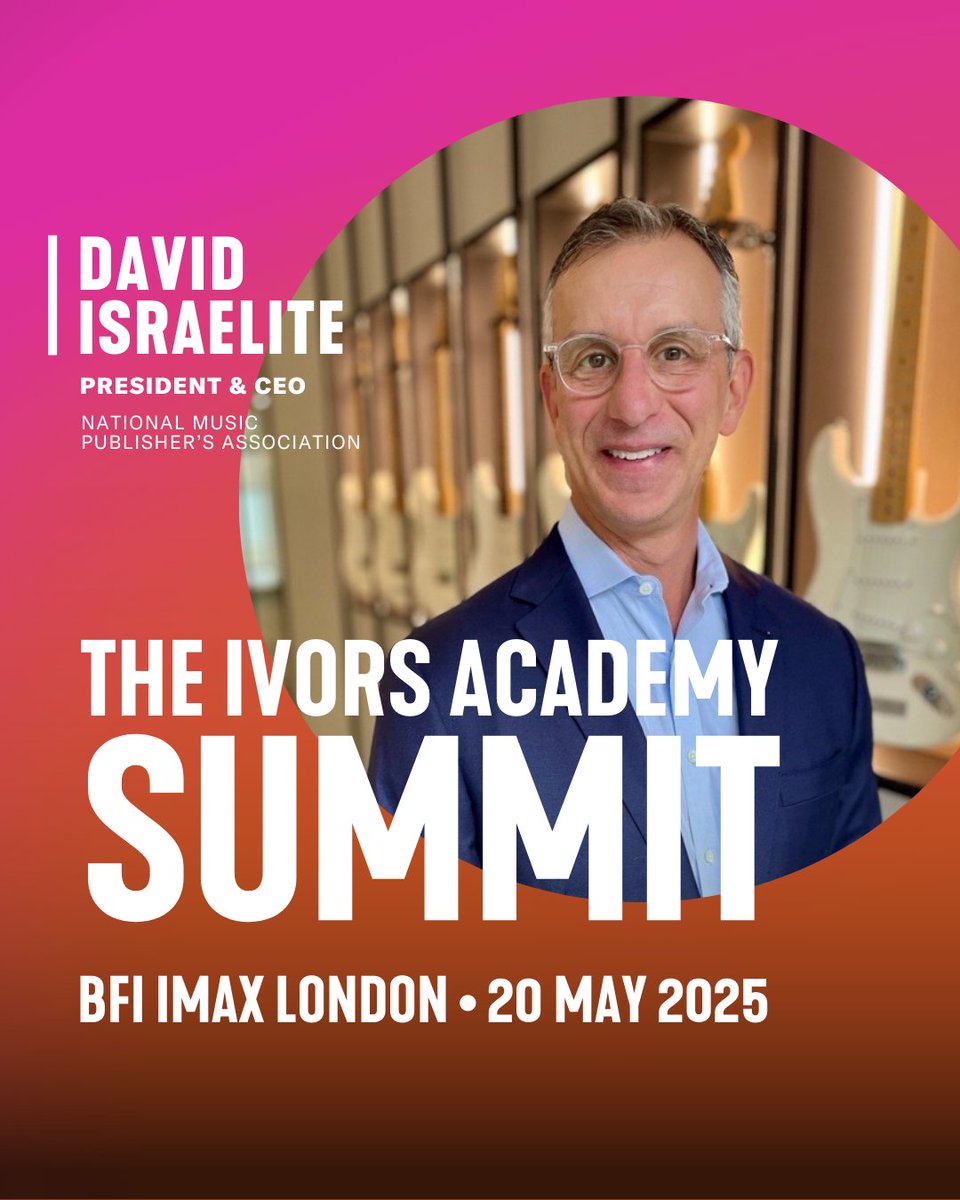 🎤 Introducing the first speaker for The Ivors Academy Summit – <a href="/DavidIsraelite/">David Israelite</a>, President and CEO of the National Music Publishers’ Association (<a href="/NMPAorg/">NMPA</a>).

As a leader in music publishing, David has been at the forefront of major industry negotiations, including the NMPA’s