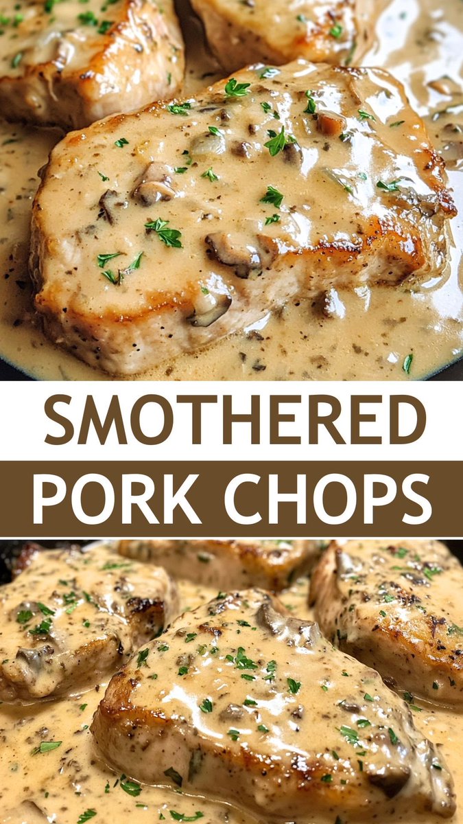 Smothered Pork Chops (Shortened Recipe)**

**Ingredients:**
- 4 pork chops
- Salt, pepper
- 1/2 cup flour
- 2 tablespoons oil
- 1 onion, chopped
- 2 cloves garlic
- 1 cup broth
- 1/2 cup milk
- 1 tablespoon butter

Visit the website for more information!
cookingguildclass.com/#aff=kristofka…