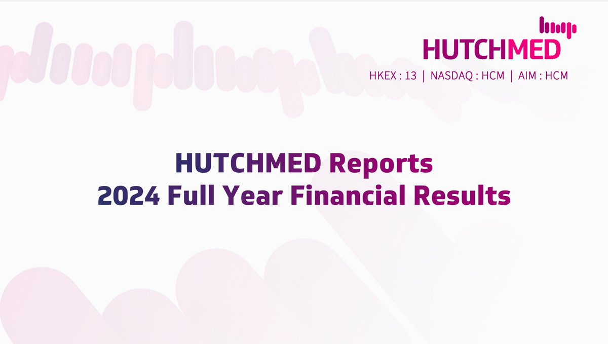 We are delighted to report our 2024 Full Year Results. HUTCHMED had a highly successful year, delivering against our strategy, in the clinic and commercially with our transformational medicines.hutch-med.com/2024-full-year…