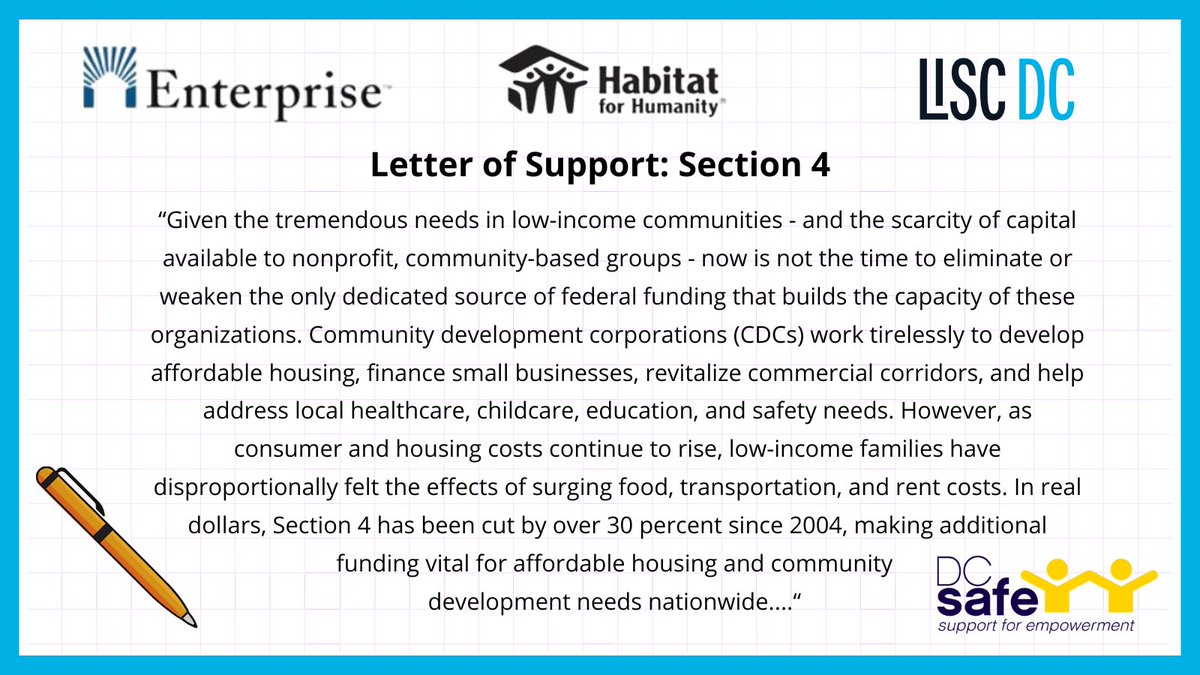 Proud to stand with <a href="/LISC_DC/">LISC DC</a> and our community partners once again in urging Congress to protect the HUD Section 4 program. This critical funding supports the revitalization of underserved neighborhoods, expanding affordable housing, creating jobs, and driving economic growth.