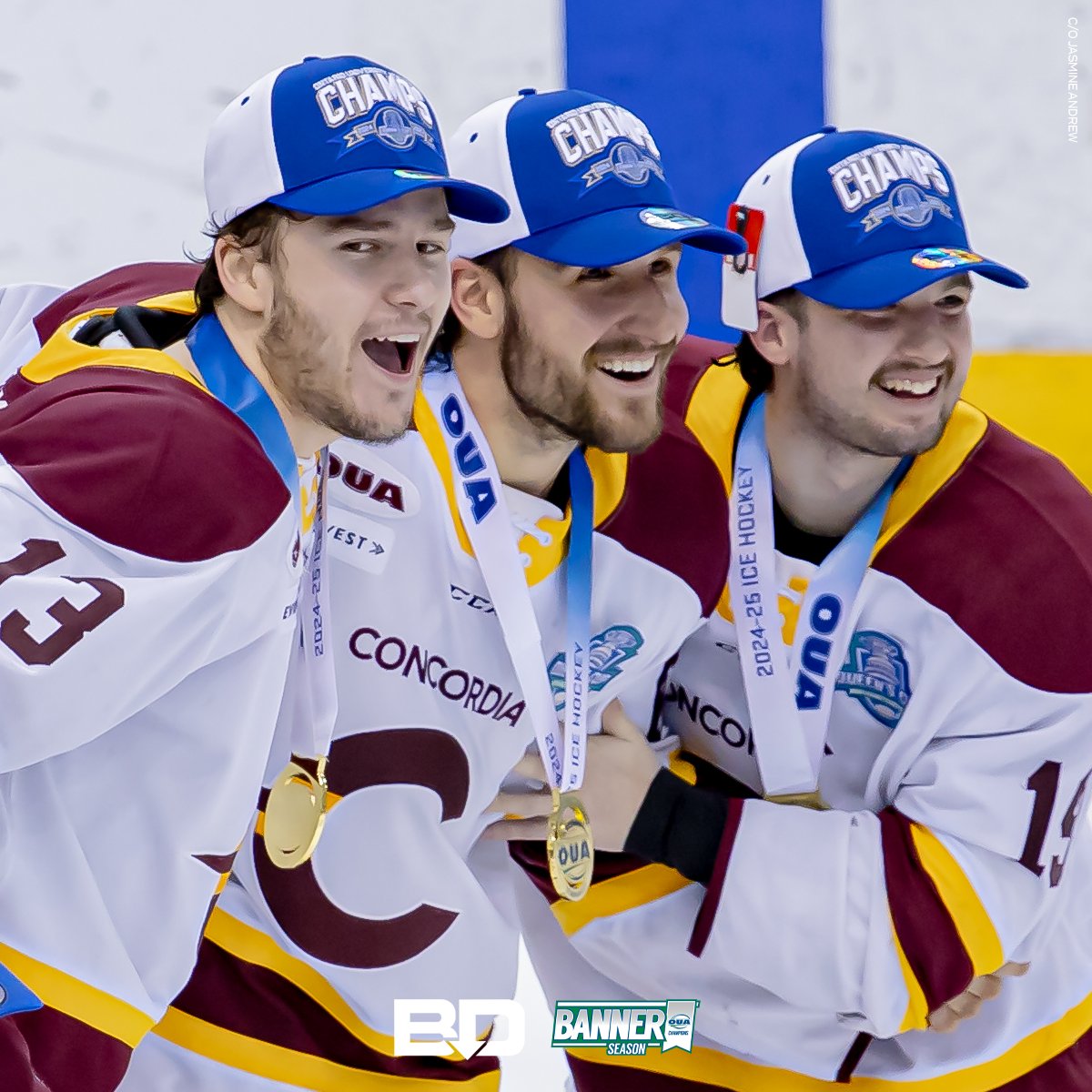 OUAsport's tweet photo. Hats off to our #OUA Queen's Cup champs! 🧢

#BannerSeason | @BardownHockey