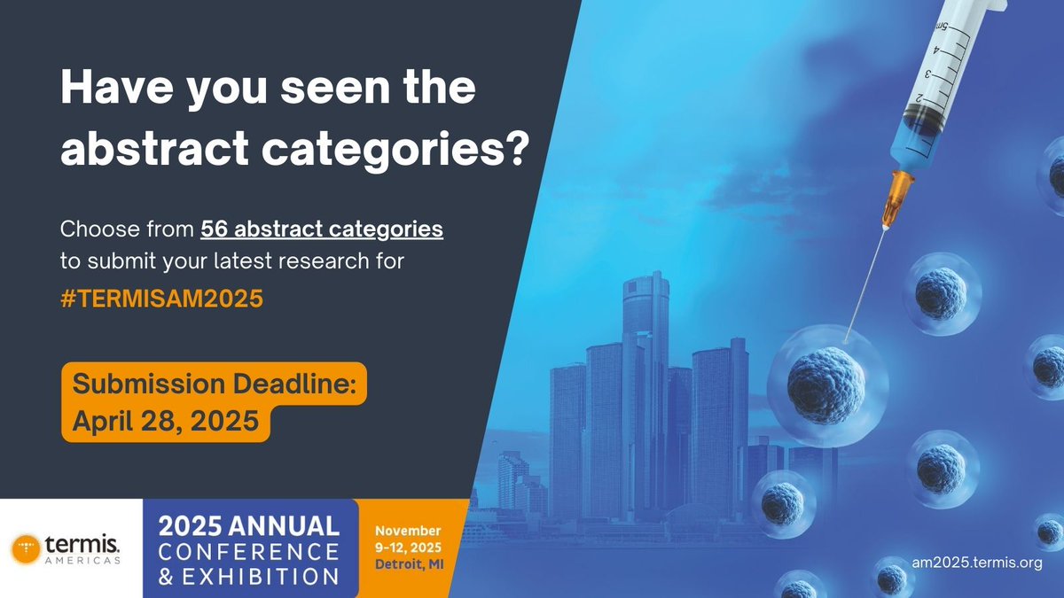 🔍 Check out the abstract categories for #TERMISAM2025! Start planning your abstract for submission ahead of the April 28th deadline: bit.ly/41uyJdS