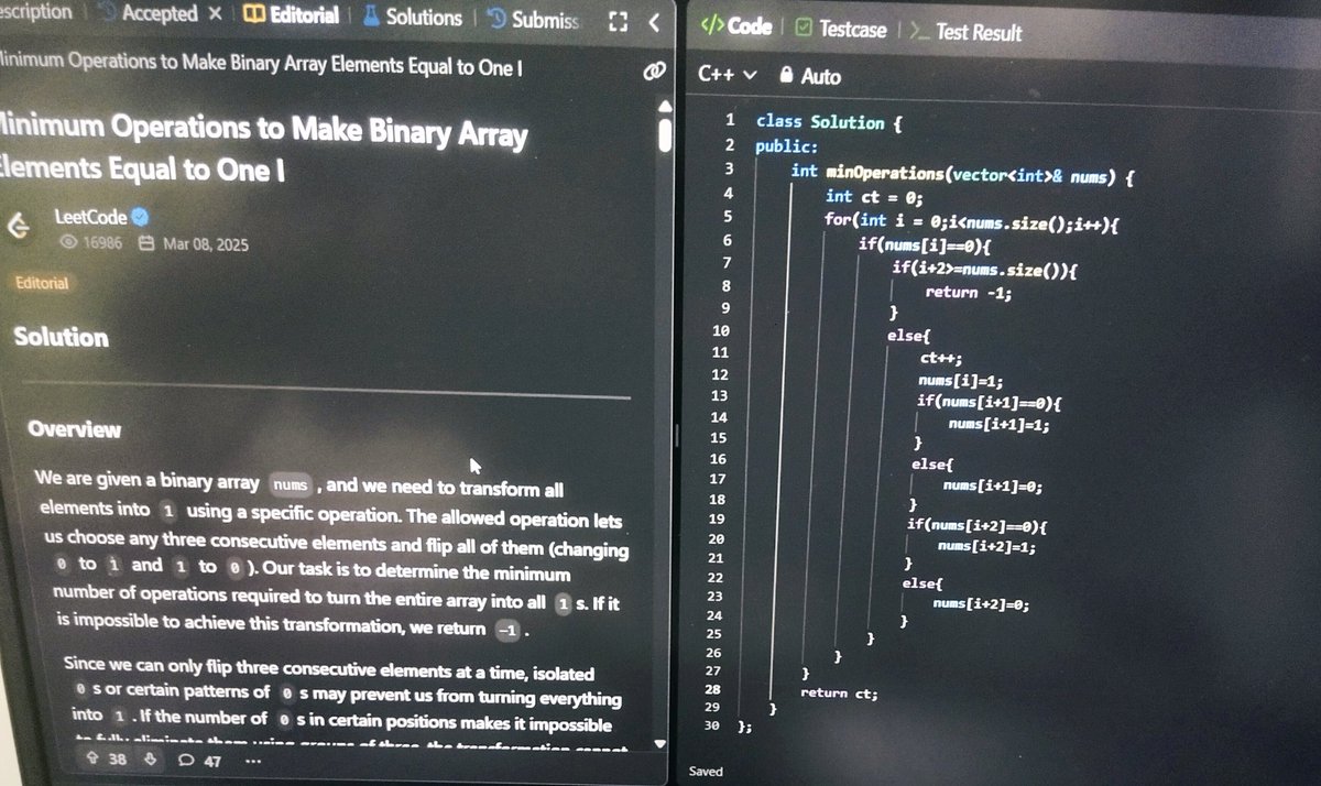 elephtwt's tweet image. Yayyy solved LC POTD 🙂‍↕️🙌
#letsconnect #codingprogress #coding