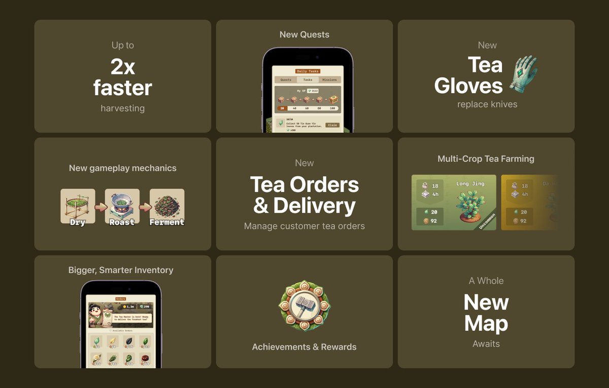 🌿 Tea Farm – Exciting Features Coming Soon! 🚀

Dear Tea Masters, We’re preparing a huge update with new animations, features, and gameplay improvements! Here’s a sneak peek at what’s coming next:

✨ Animated Tea Bushes – Tea plants will come to life with full animations, and