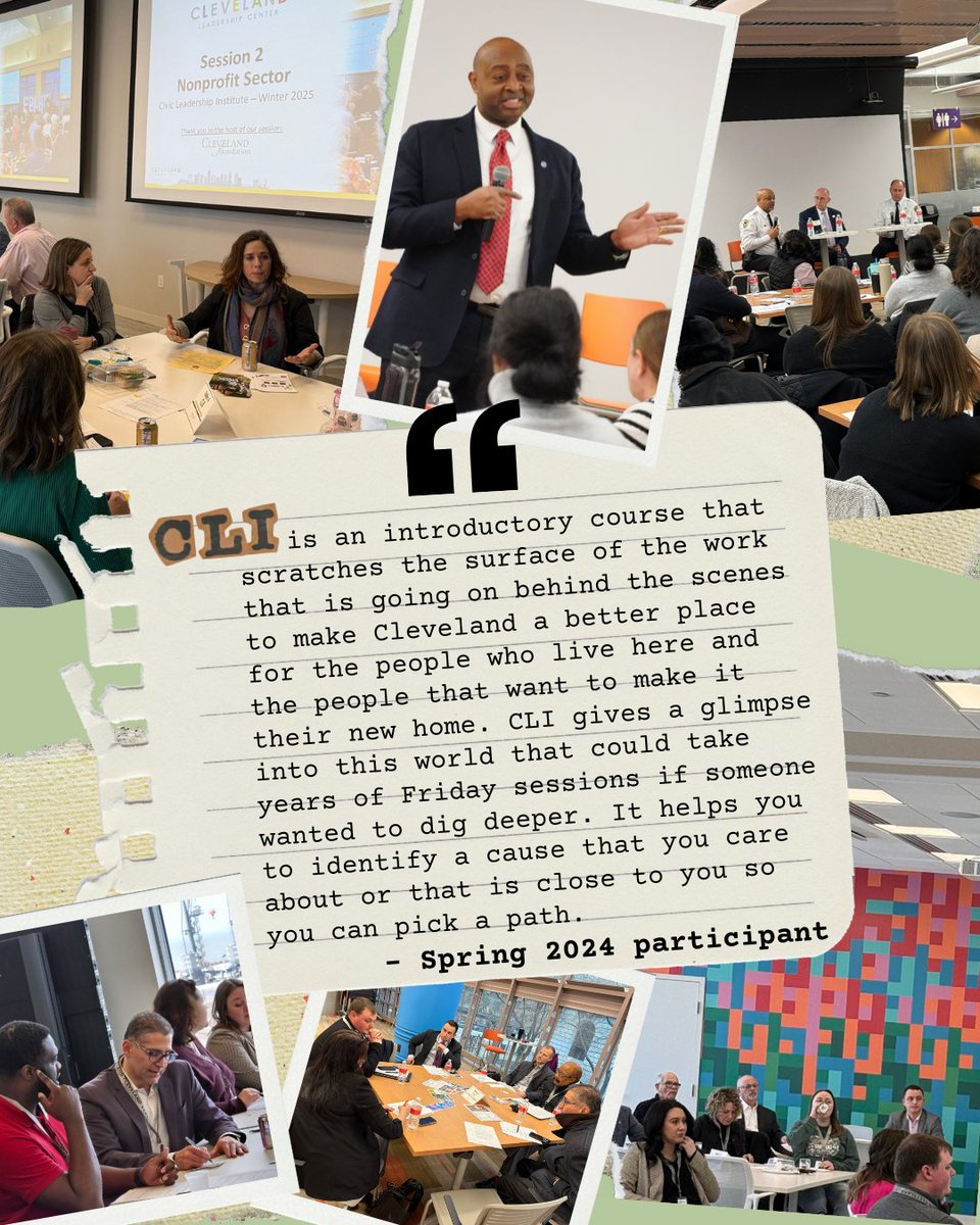 Get informed. Get inspired. Get involved.

In just six short Civic Leadership Institute sessions, you can dig into the challenges facing CLE and how organizations are addressing them and improving our community.

A few spots remain for the Spring cohort : cleveleads.org/key-programs/c…