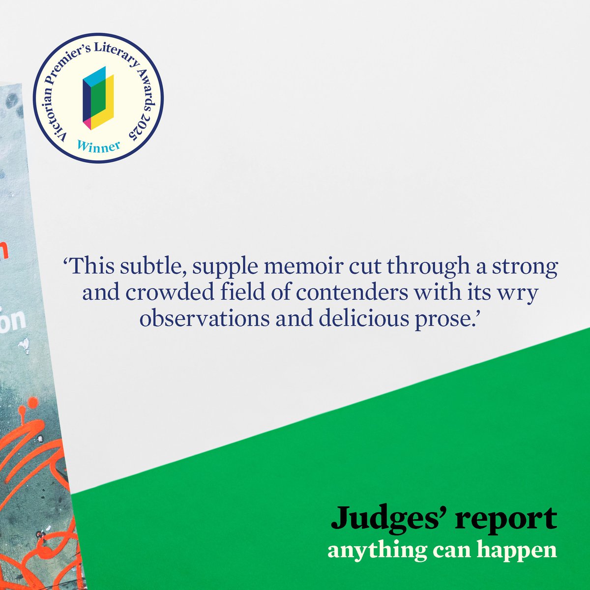 PuncherWattmann's tweet image. We are thrilled for Susan Hampton, whose memoir 'anything can happen' has won the 2025 Victorian Premier's Literary Award for Non-Fiction!
Add this #VPLA2025 winner to your bookshelf now! puncherandwattmann.com/product/anythi…