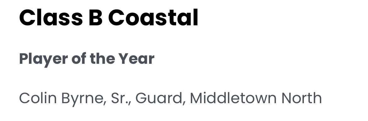Colin Byrne (@cbyrne_22) on Twitter photo I was picked as B-Coastal Player of the Year in the Shore Conference by the coaches. Thank you for this great honor!
<a href="/JSSInsider/">Shore Sports Insider</a> <a href="/ShoreSports_NJ/">Shore Conference</a> <a href="/MHSN_Hoops/">Middletown North BBall</a> I was picked as B-Coastal Player of the Year in the Shore Conference by the coaches. Thank you for this great honor!
<a href="/JSSInsider/">Shore Sports Insider</a> <a href="/ShoreSports_NJ/">Shore Conference</a> <a href="/MHSN_Hoops/">Middletown North BBall</a>