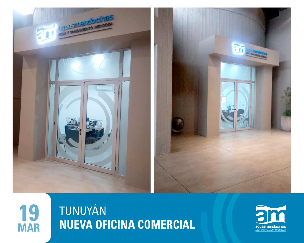 #Tunuyán Aguas Mendocinas trasladó su oficina comercial al complejo La Bodega, ubicada en San Martín 124, colectora Ruta 40. 
Más info 👉aysam.com.ar/oc-tunuyan/