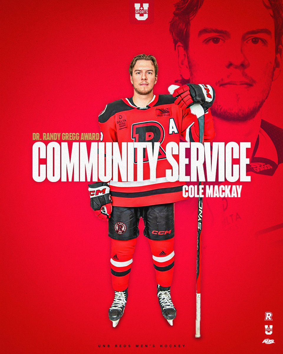 A True Leader, On &amp; Off the Ice 
 
Congratulations to Cole MacKay, winner of the <a href="/USPORTSca/">U SPORTS</a> Dr. Randy Gregg Award for Student-Athlete Community Service!
 
MacKay is an ambassador for Hockey Gives Blood and the co-founder of Upfront Sports, a high-performance hockey academy
