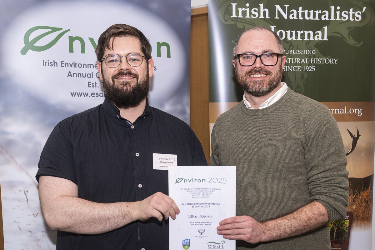 INJ-Journal (@injjournal) on Twitter photo Congratulations to Ultan Ò'Donnell of <a href="/ucddublin/">University College Dublin</a> on winning the INJ prize for best natural history student presentation at <a href="/ESAI_Environ/">ESAI_ENVIRON</a> 2025. His talk was entitled ‘Firmly Rooted: Using host trees to predict new pest invasions’. irishnaturalistsjournal.org Congratulations to Ultan Ò'Donnell of <a href="/ucddublin/">University College Dublin</a> on winning the INJ prize for best natural history student presentation at <a href="/ESAI_Environ/">ESAI_ENVIRON</a> 2025. His talk was entitled ‘Firmly Rooted: Using host trees to predict new pest invasions’. irishnaturalistsjournal.org