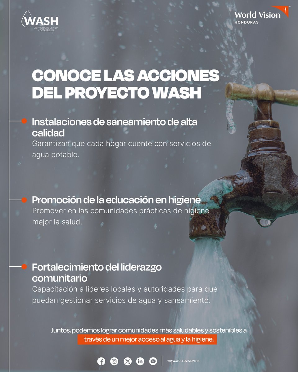 WorldVisionHN's tweet photo. El acceso a agua potable y saneamiento salva vidas. Con el proyecto WASH, llevamos soluciones sostenibles y educación en higiene.
💧 ¡Únete y ayúdanos a mejorar la salud de más familias!https://t.co/QadbR25bAO
#WorldVisionHn https://t.co/dGfea7AXSm
