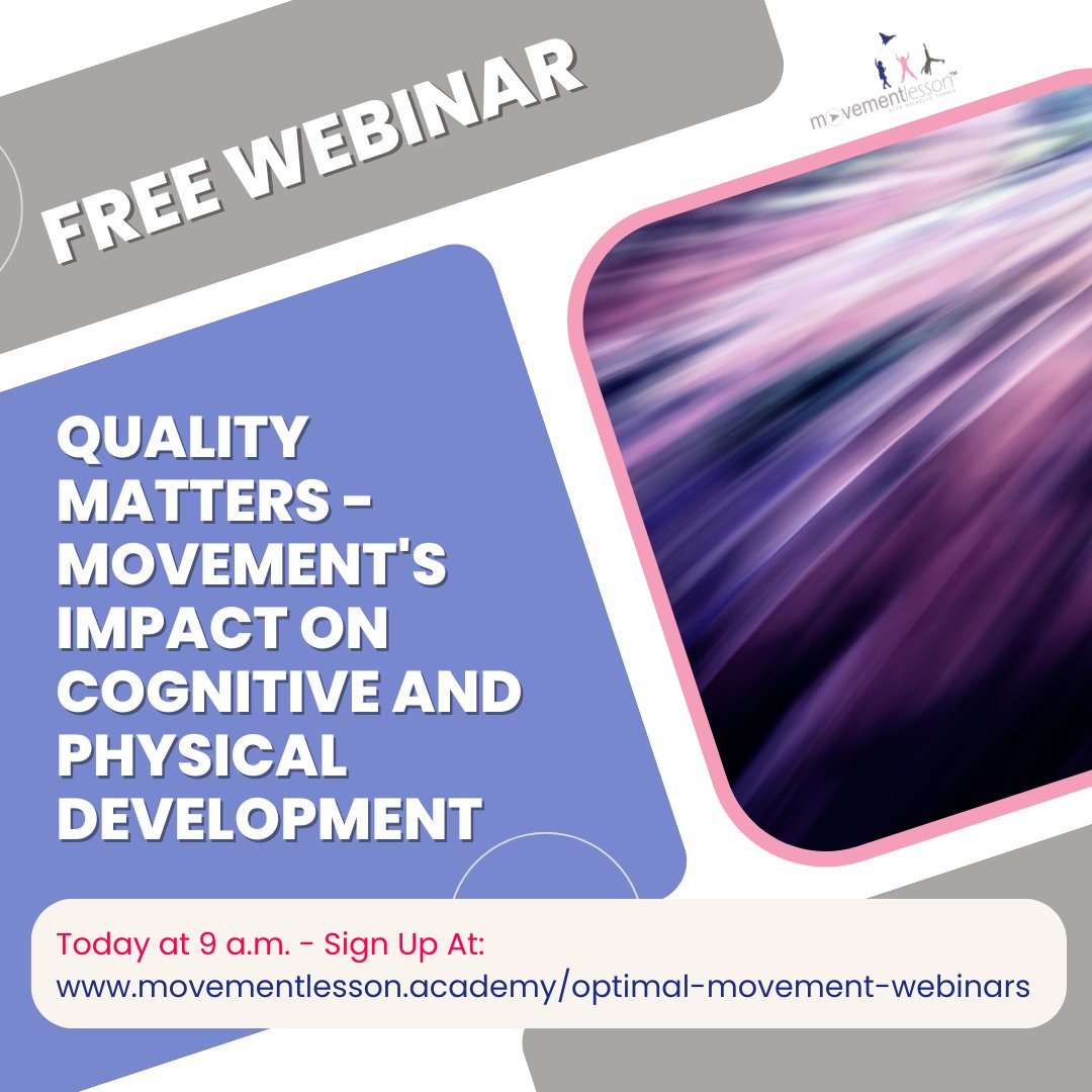 MovementLesson's tweet image. Join us in TODAY&apos;S webinar at 9 a.m. (Arizona, USA) on exploring the brain-body connection and how movement influences cognition. Sign up here and get the zoom link in your email, movementlesson.academy/optimal-moveme…. #webinar #movement #optimaldevelopment