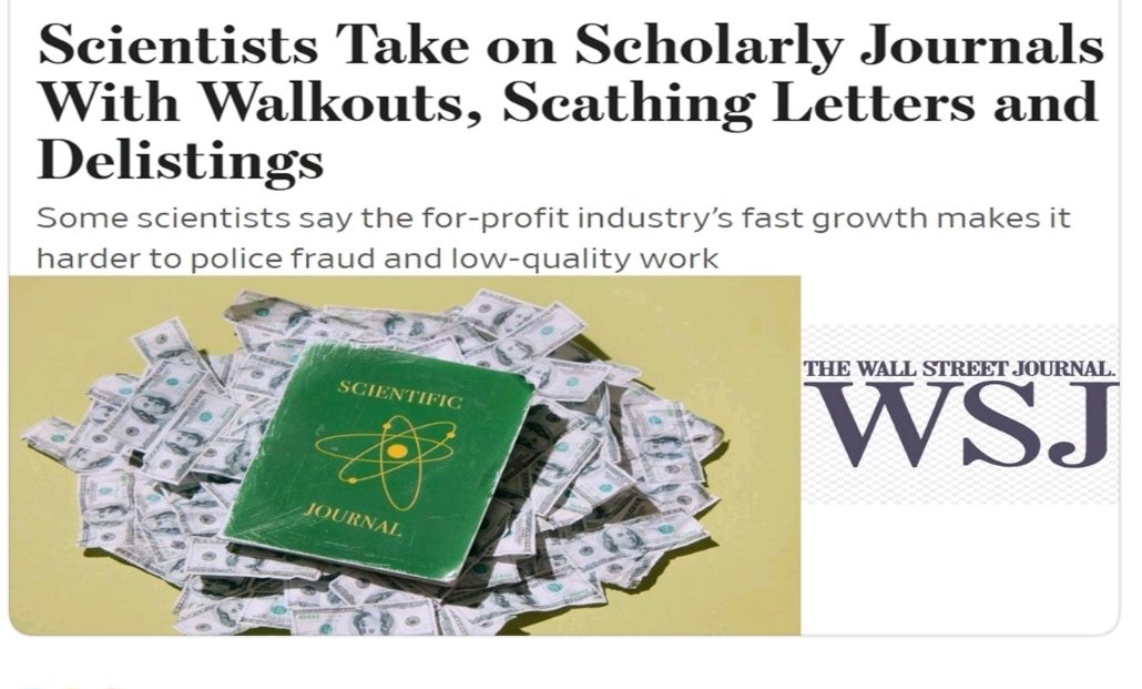 ShellBoudreau's tweet image. Wiley, Springer, and Elsevier are in an arms race war for scientific publications, and it&apos;s starting to backfire . 📛
Credit: Jeffrey Funk brought this to my attention on LI and will soon appear on the Bonded by Science podcast 🤓