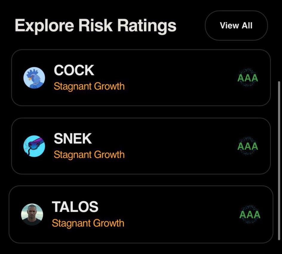 🚨 BREAKING:

According to Xerberus Risk Rating,

 $COCK has secured a AAA rating

the highest possible score! Standing tall alongside $SNEK and $TALOS