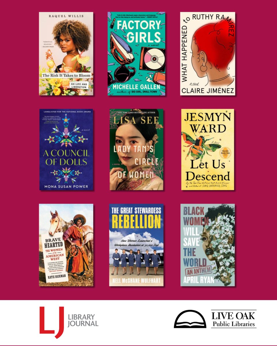 Check out these Women's History Recommended Reads from Library Journal.  Discover stories of extraordinary women—real and imagined—available at LOPL. Visit liveoakpl.org to learn more and reserve a copy today!

#LOPL #WomensHistoryMonth #LibraryJournal